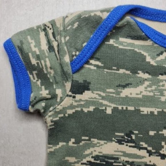 Tiny Trooper, Air Force Logo,  Camo,  0-3 Month Baby Bodysuit. - Picture 4 of 6